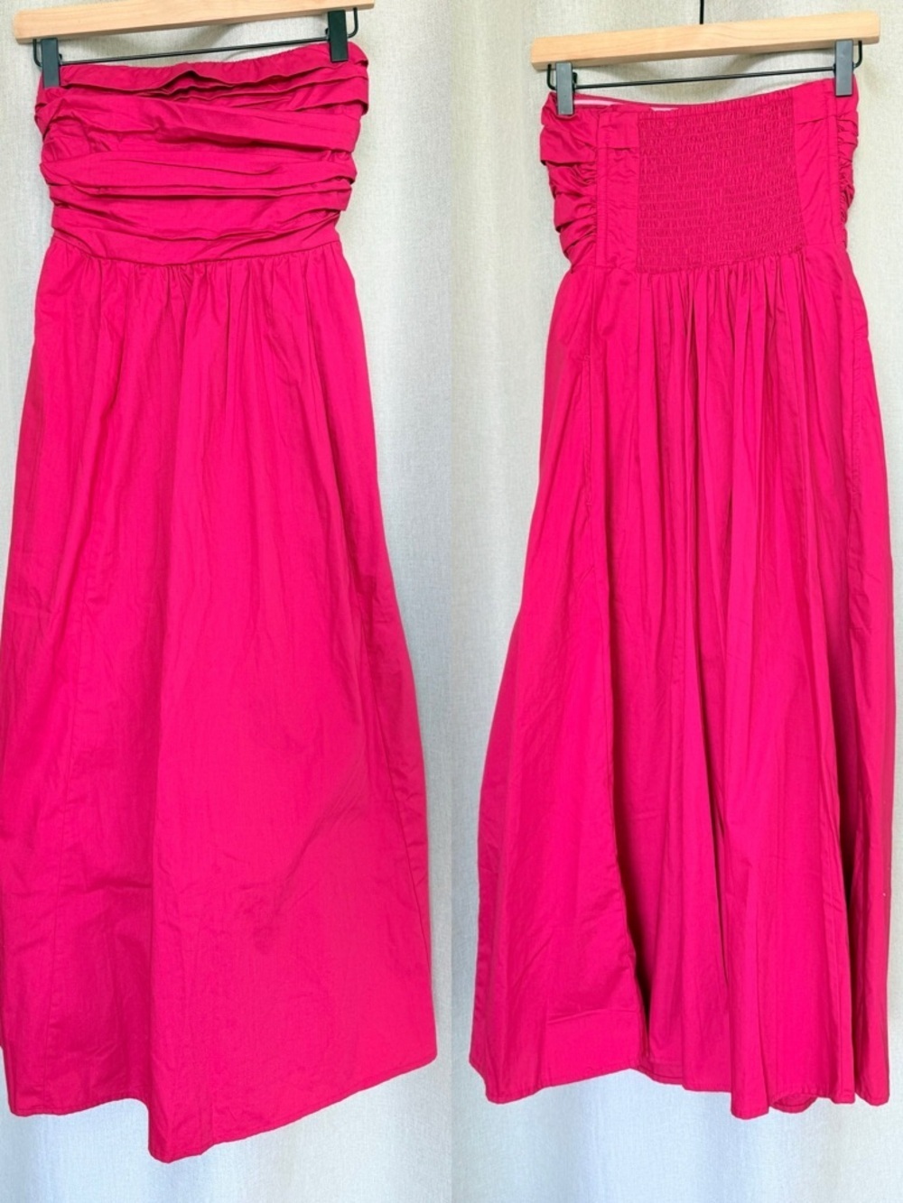 Abercrombie & Fitch NWT Emerson Ruched Pink Berry Midi Dress XS Tall - Picture 3 of 9